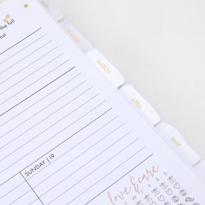 2024 Custom Printing Weekly Planner laminated Divider Tab and Gold Reinforced Corners (특별 인쇄 주간 기획기) 는 가루로 된 분단 탭과 금으로 강화된 각을 가지고 있습니다. 4