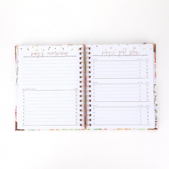 2024 Custom Printing Weekly Planner laminated Divider Tab and Gold Reinforced Corners (특별 인쇄 주간 기획기) 는 가루로 된 분단 탭과 금으로 강화된 각을 가지고 있습니다. 8
